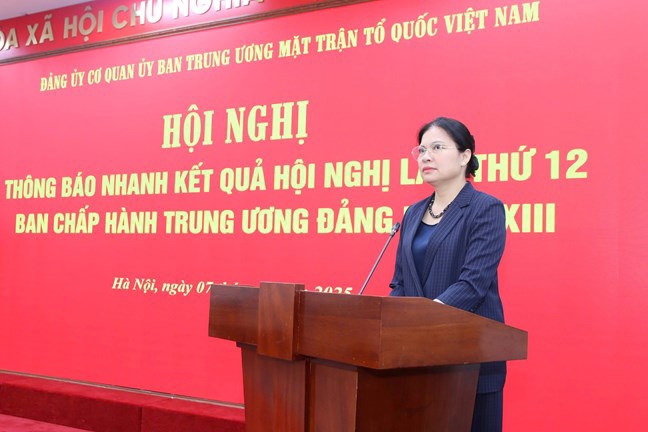 Đảng ủy Cơ quan Ủy ban Trung ương Mặt trận Tổ quốc Việt Nam thông báo nhanh kết quả Hội nghị lần thứ 12, khóa XIII