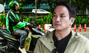 GoTo và CEO Andre Soelistyo, đang vật lộn để siêu ứng dụng và công ty thương mại điện tử này có lãi. (Nguồn ảnh Getty và Reuters)