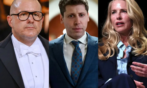CEO Sam Altman (giữa) hợp tác với ông Jony Ive (trái) và bà Laurene Powell Jobs (phải) thành lập công ty khởi nghiệp thiết bị AI mới.