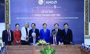 Phó Thủ tướng Trần Hồng Hà chứng kiến Lễ ký kết Bản ghi nhớ hợp tác giữa Ủy ban nhân dân TP.HCM và Tập đoàn AMD - Ảnh: VGP/Minh Khôi.