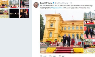 Rời Việt Nam, Tổng thống Trump viết lời cảm ơn trên mạng xã hội