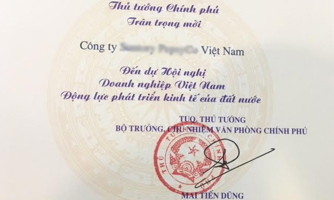 Tấm giấy mời của tân Thủ tướng