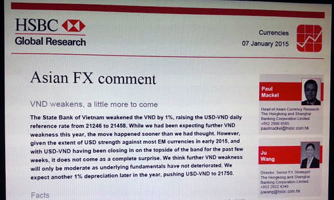 HSBC: “Sẽ không có một cú tăng đột biến về tỷ giá”