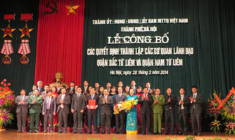 Hà Nội công bố các cơ quan và lãnh đạo hai quận mới