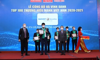 Chứng khoán Bảo Việt được vinh danh Top 100 Thương hiệu mạnh Việt Nam 2021