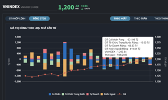 VN-Index vượt mốc 1.200 điểm, nhà đầu tư cá nhân "quay xe" bán ròng