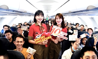 Mừng kỷ niệm “chuyến bay nụ cười” đến Singapore, Vietjet tặng 10.000 vé bay chỉ từ 0 đồng