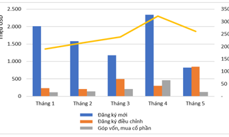 Tháng 5/2024: Vốn FDI điều chỉnh tăng mạnh