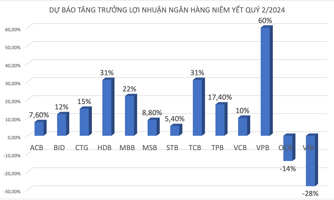 Ngân hàng nào được kỳ vọng dẫn đầu tăng trưởng lợi nhuận quý 2/2024? 