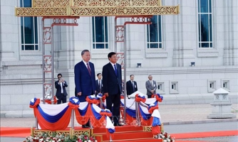 Lễ đón chính thức Chủ tịch nước Tô Lâm thăm cấp Nhà nước tới Lào