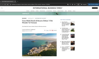 Bán đảo tỷ phú Gran Meliá Nha Trang được "điểm danh" trên hàng loạt báo quốc tế