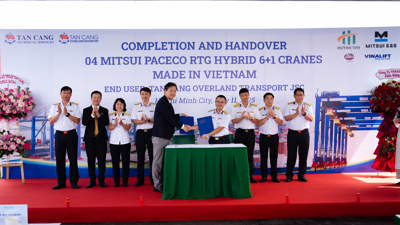 Tân Cảng Cát Lái tiếp nhận 4 cẩu RTG Hybrid góp phần hiện đại hóa và xanh hóa cảng biển
