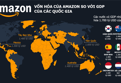 Vốn hóa Apple, Amazon, Microsoft, Facebook lớn hơn GDP của những nước nào?