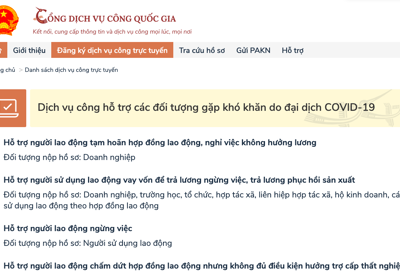 Năm dịch vụ công trực tuyến thực hiện gói hỗ trợ 26.000 tỷ đồng