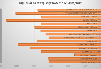 16 ETF báo lỗ tại Việt Nam, có quỹ ngoại hiệu suất âm gấp 2 lần mức giảm VN-Index