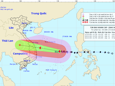 Bão số 9 giật cấp 17, hướng vào Đà Nẵng - Phú Yên
