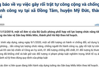 Bộ Công an thông báo 3 công an hi sinh trong vụ Đồng Tâm