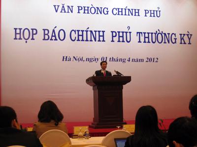 Chính phủ đánh giá kinh tế quý 1/2012