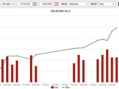 Thanh khoản HNX giảm gần 23% trong tháng 2, SHB giao dịch lớn nhất