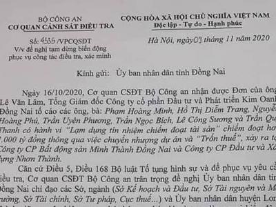 Bộ Công an đề nghị tạm dừng giao dịch biến động tài sản công ty liên quan nhà ông Trần Quý Thanh