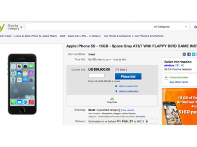 “Loạn” đấu giá điện thoại cài Flappy Bird