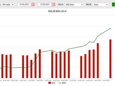 Tháng 5: HNX-Index đạt 317,85 điểm - tăng 12,81% so với cuối tháng trước