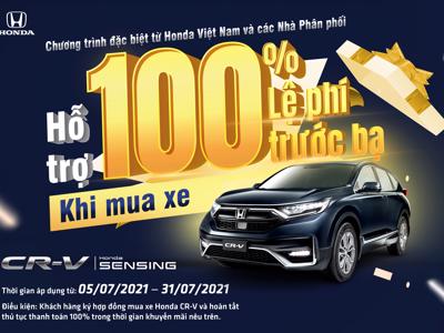 Hỗ trợ 100% lệ phí trước bạ cho khách hàng mua Honda CR-V trong tháng 7 