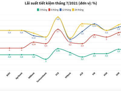 Lãi suất tiết kiệm ngân hàng nào cao nhất tháng 7/2021?