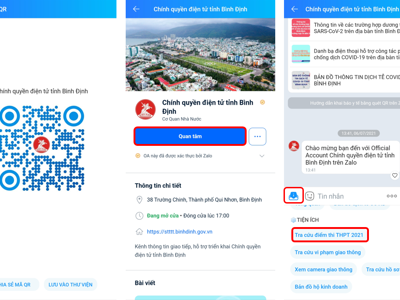 Thí sinh Bình Định có thể tra cứu điểm thi tốt nghiệp THPT 2021 trên Zalo