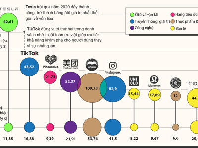 10 thương hiệu tăng giá trị nhanh nhất thế giới năm 2021, Tesla, TikTok dẫn đầu