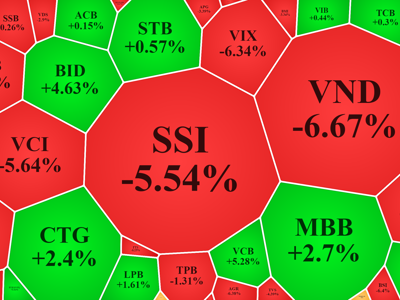 Cổ phiếu chứng khoán bất ngờ bị bán tháo, ngân hàng, dầu khí tiếp tục đỡ chỉ số