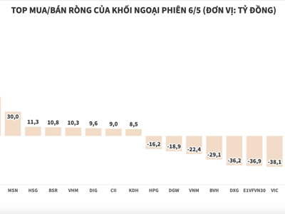 Khối ngoại bán ròng 46 tỷ đồng trong ngày thị trường đỏ lửa