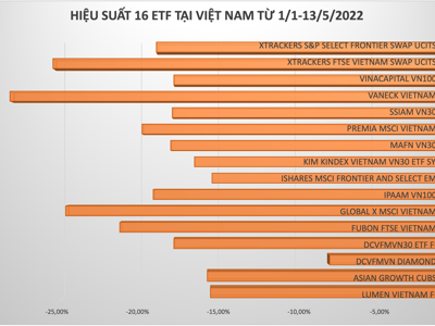 16 ETF báo lỗ tại Việt Nam, có quỹ ngoại hiệu suất âm gấp 2 lần mức giảm VN-Index