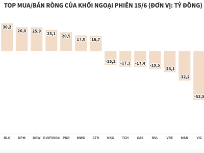 Thị trường sụt mạnh, khối ngoại góp lực bán với hơn 171 tỷ đồng