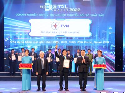 EVN nhận giải thưởng Doanh nghiệp chuyển đổi số xuất sắc năm 2022