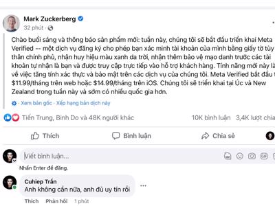 Facebook thu phí tick xanh: Sự tận thu và lo ngại những hệ lụy bất ổn mạng xã hội