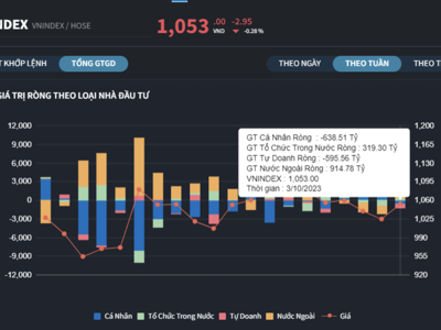 Tự doanh và cá nhân trong nước bán ròng 1.200 tỷ đồng tuần qua