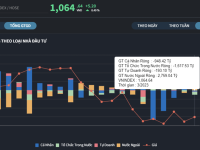 Vốn ngoại mua ròng gần 2.800 tỷ đồng trong tháng 3/2023