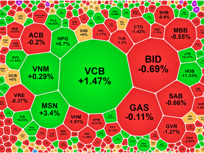 VCB, MSN tăng mạnh, VN-Index chưa thể đảo chiều thành công
