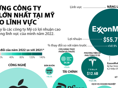 20 công ty lãi lớn nhất tại Mỹ, Apple và Exxon Mobil dẫn đầu