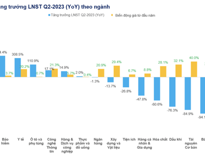 Bất động sản soán "ngôi vương" tốc độ tăng trưởng lợi nhuận, tăng 111% trong quý 2/2023