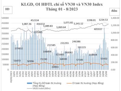 Tháng 8, tài khoản giao dịch chứng khoán phái sinh tăng 3,02%