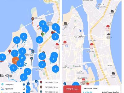 Đà Nẵng hướng dẫn người dân theo dõi lượng mưa, mức ngập nước trên ứng dụng Danang Smart City