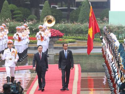 Chủ tịch nước Võ Văn Thưởng chủ trì lễ đón và hội đàm với Tổng thống Indonesia