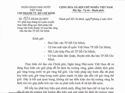 TP.HCM khuyến cáo người dân chỉ thực hiện mua, bán vàng miếng tại những nơi được cấp phép kinh doanh