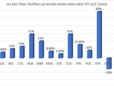 Ngân hàng nào được kỳ vọng dẫn đầu tăng trưởng lợi nhuận quý 2/2024? 