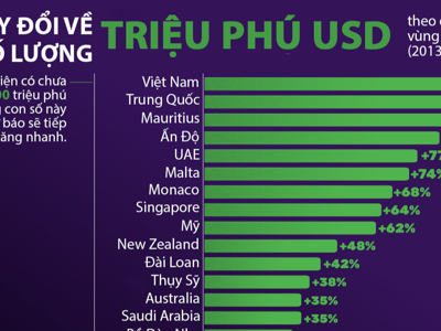 Số lượng triệu phú USD Việt Nam tăng nhanh nhất thế giới 10 năm qua