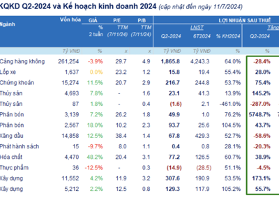 Kết quả kinh doanh quý 2/2024: 13 doanh nghiệp đầu tiên công bố lợi nhuận, giảm 10,3% so với cùng kỳ 