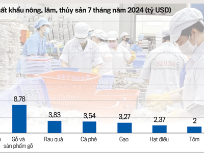 Xuất khẩu nông lâm thủy sản 7 tháng tăng gần 19%