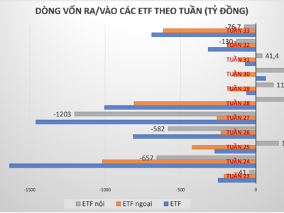 Các quỹ ETF bất ngờ bị rút vốn mạnh, lũy kế từ đầu năm rút ròng gấp 12 lần cả năm 2023